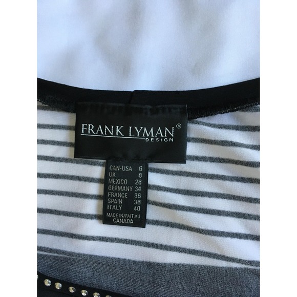 Frank Lyman Shirt Womens 6 Black‎ White Red Geometric Sleeveless Belted Tunic - Picture 9 of 13